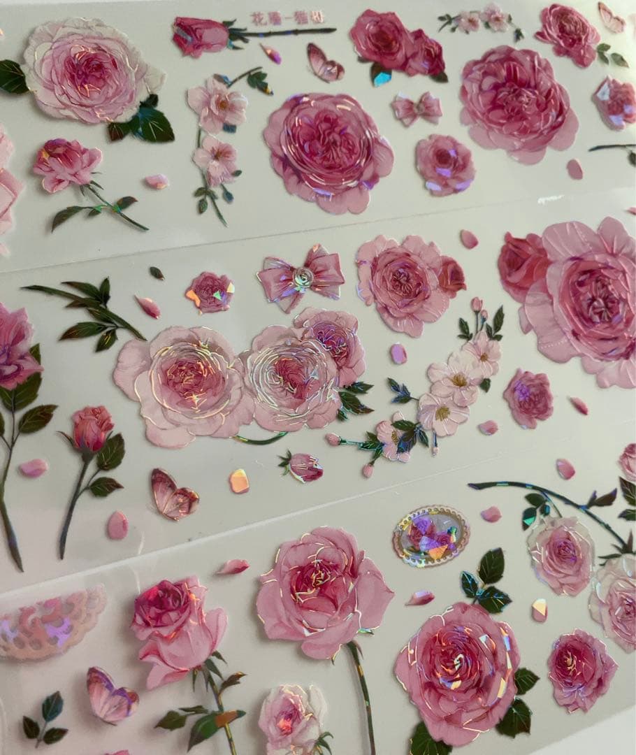 【K169】海外マスキングテープ　切り売り　お花　ピンク　薔薇　コラージュ　装飾