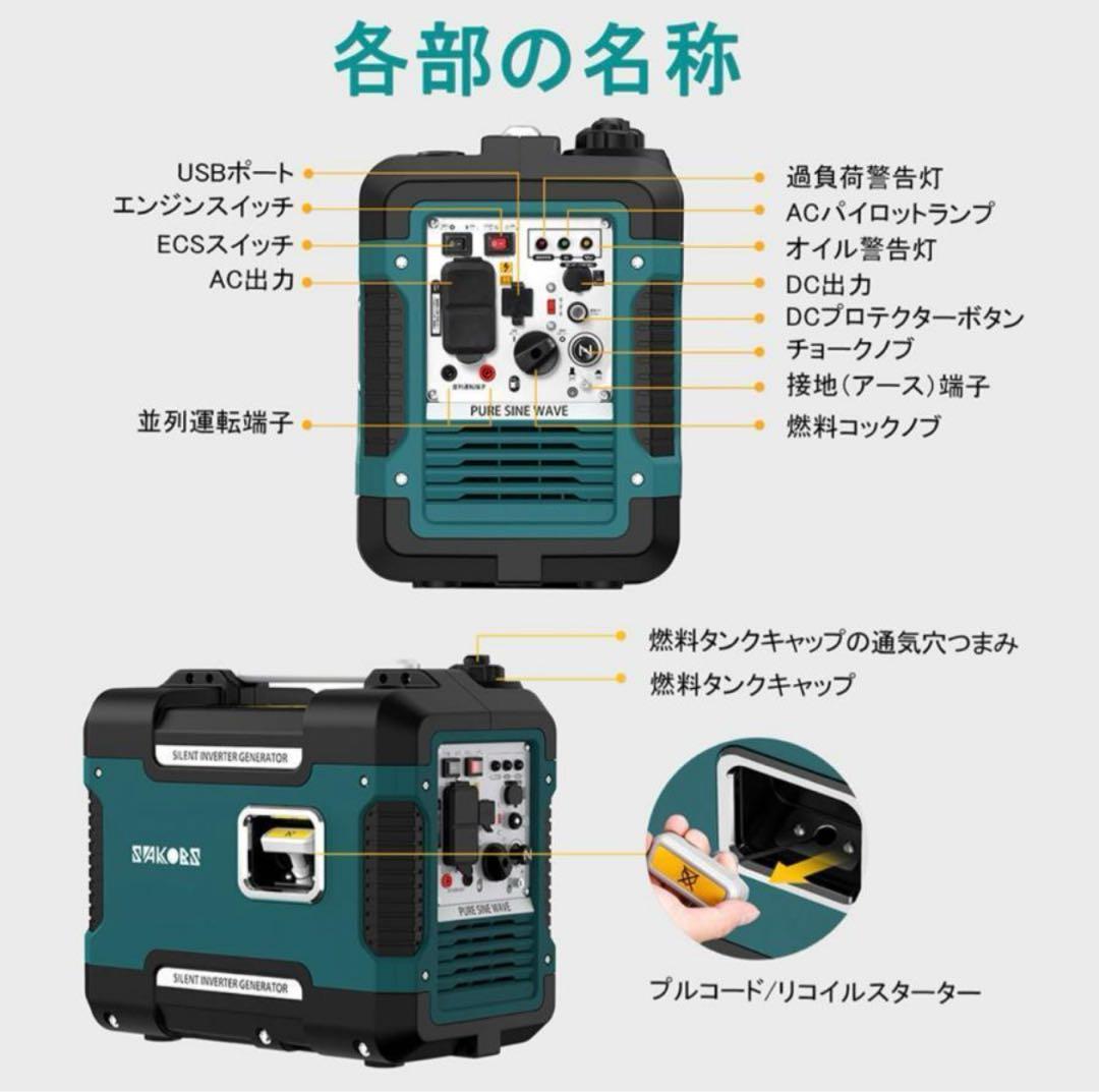 FOALOTO 静音インバーター発電機 1.88KVA