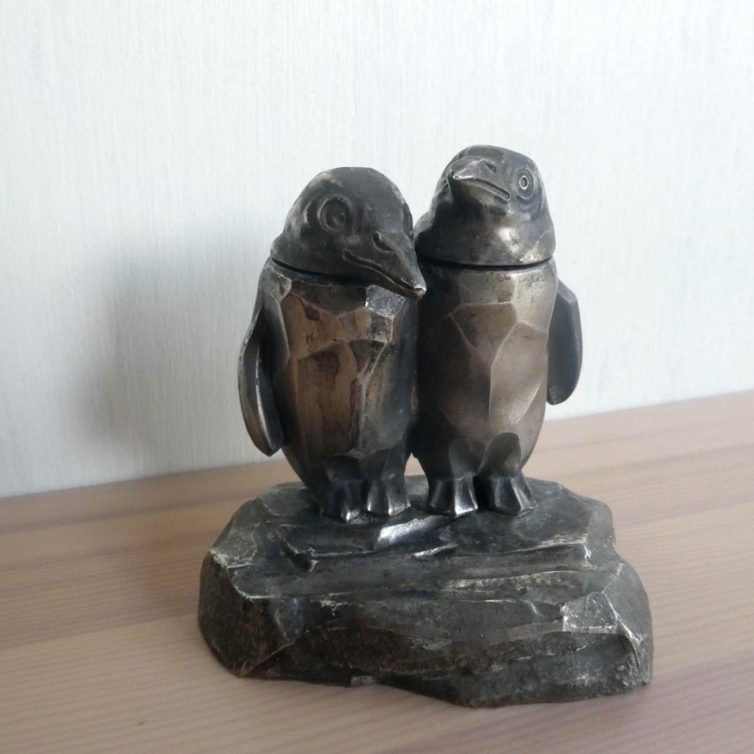 インク壺　ビンテージ／骨董品　金属製（ピューター？）　日本製
