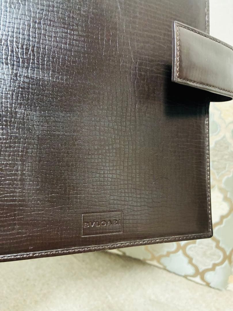 ブルガリ 手帳カバー ノートカバー レザー ブラウン BVLGARI