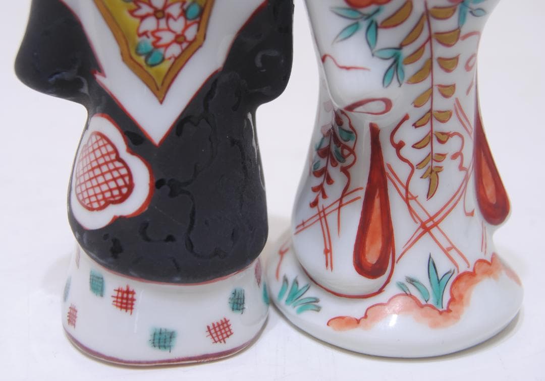 古伊万里　人形　岩尾對山窯　色絵人形　一対　共箱