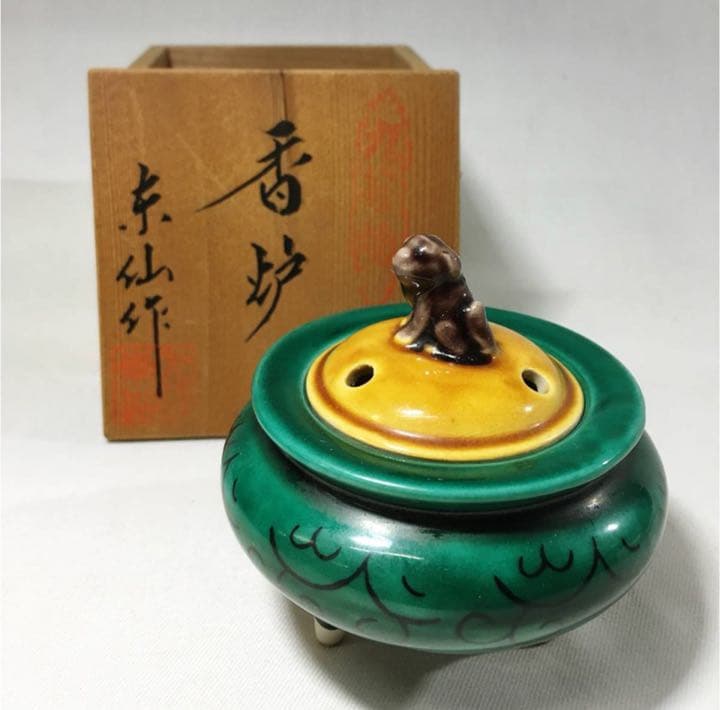 値下げしました！香炉　九谷焼 東仙作 陶器 置物 茶道具 箱付き