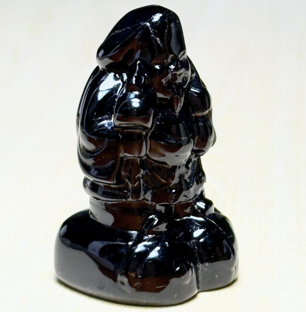 大黒様　ポーチ付　天然黒水晶（モリオン）：チベット産　加工：日本