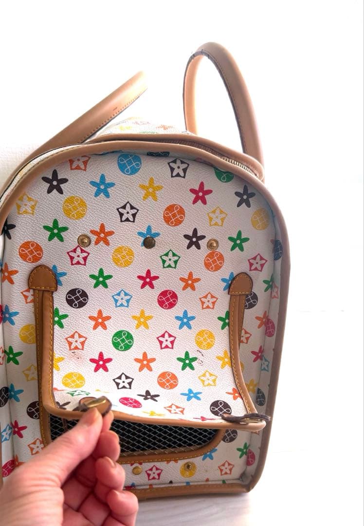 【希少品】猫用キャリーバッグ★モノグラム調デザイン★ペットキャリーバッグ