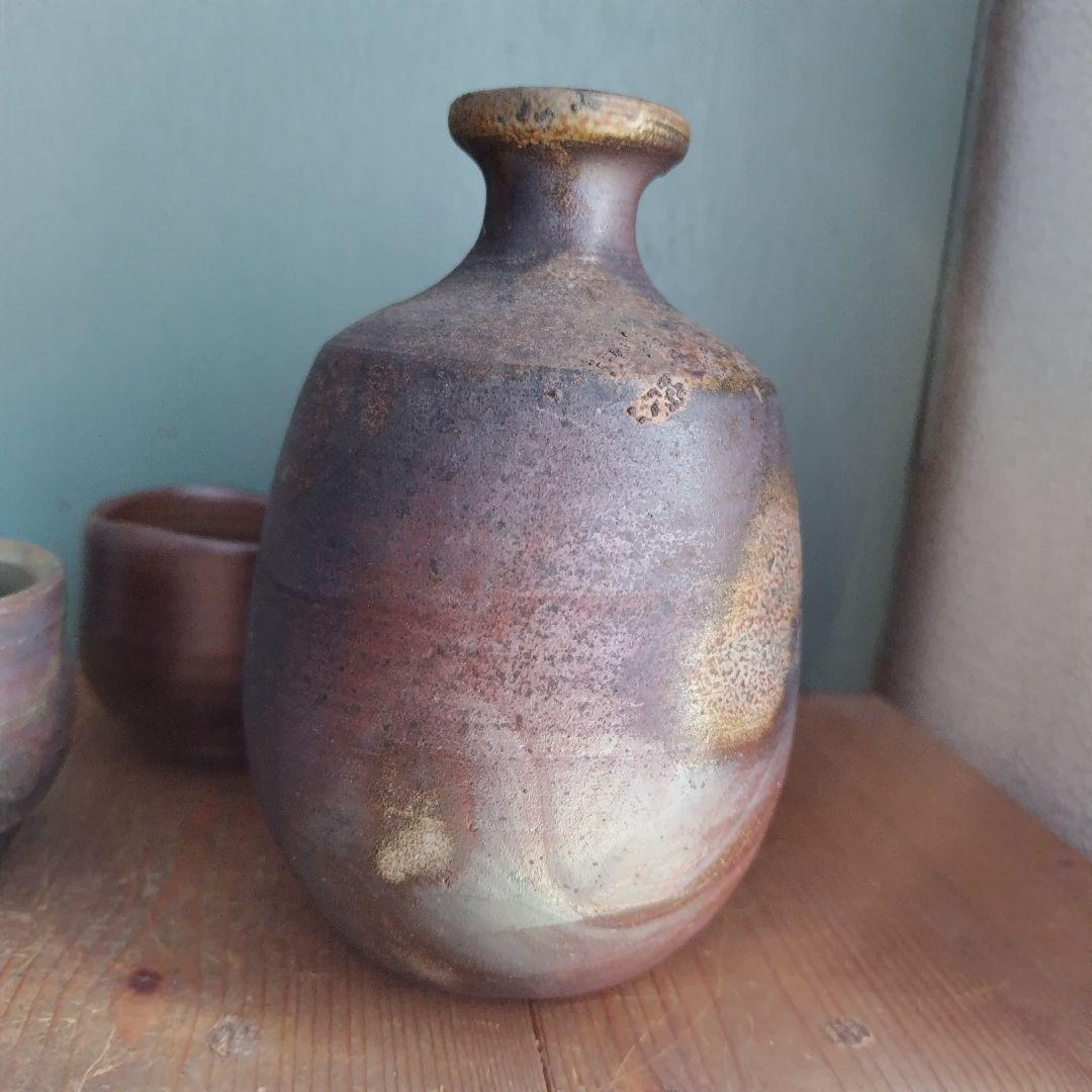備前焼　清水賢司　徳利＆ぐい呑２個　岡山伝統工芸品　酒器