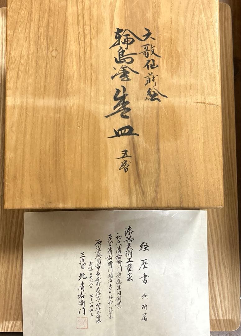輪島塗　三代目　北清右衛門　六歌仙蒔絵皿　５枚　希少　最高級漆器　伝統工芸
