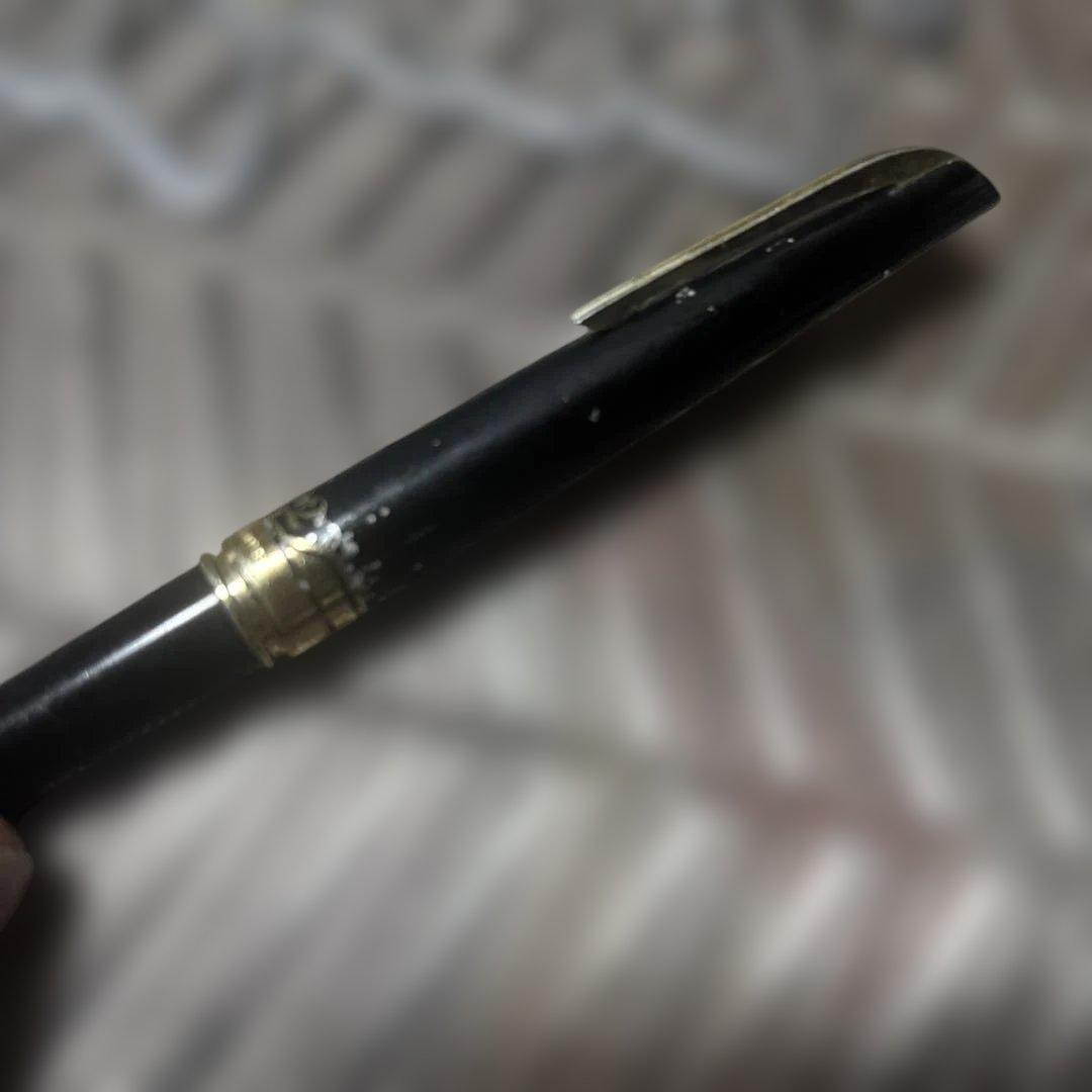 22k 黒い万年筆 金色のリング付き