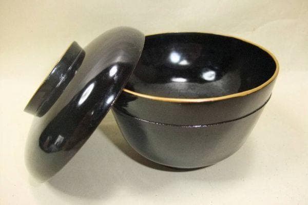 大正期 黒椀 吸い物椀 10客 天然木 本漆器 木箱