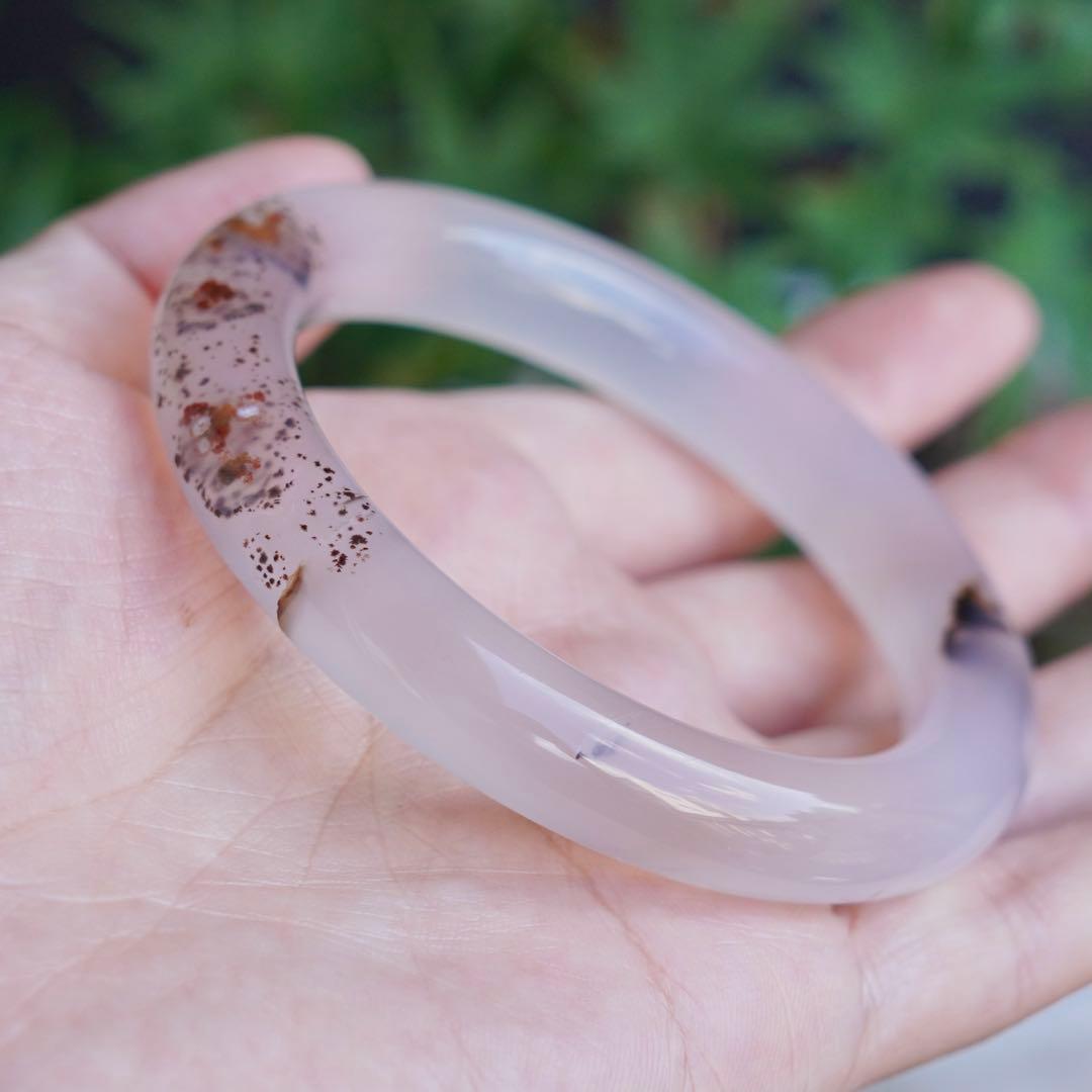 ❄メノウ カルセドニー 玉髄 バングル　腕輪　 新品 0082