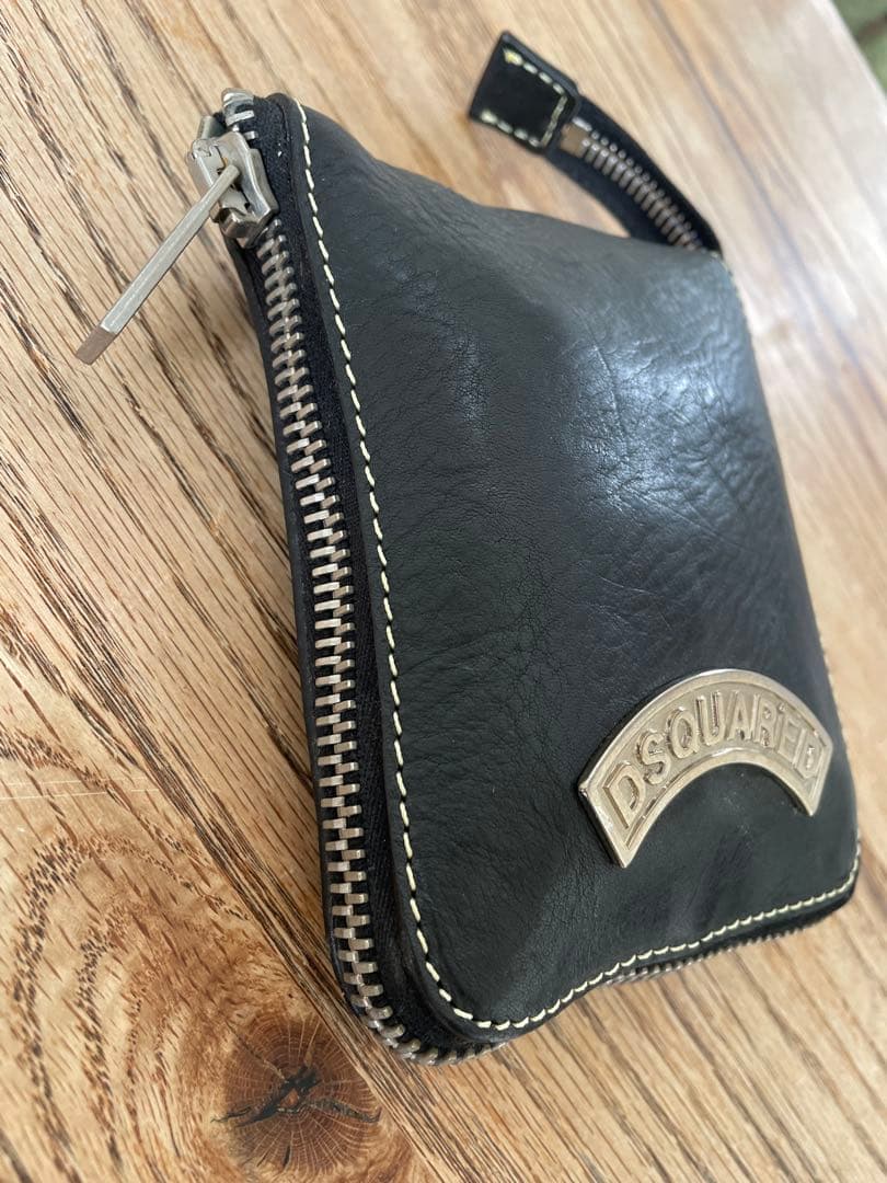 極美品 DSQUARED 2 折り畳みファスナー収納 ワッペンバッグ ディースク