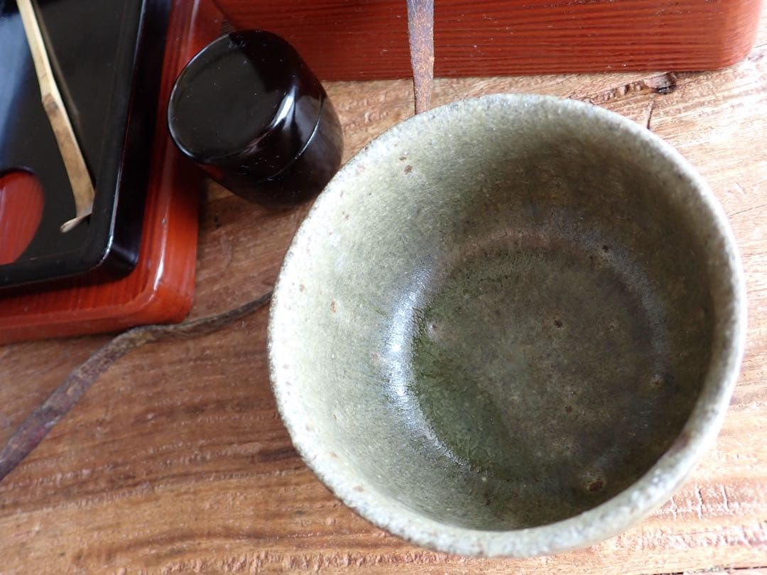 希少　江戸時代　木製漆塗り茶箱と茶道具セット　アンティーク　野点　茶道