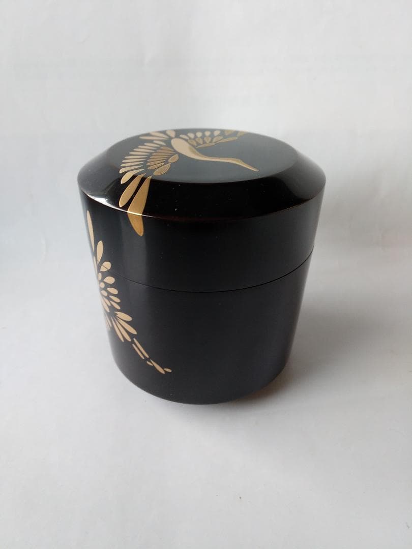 伝統工芸士 塗師 前端雅峯 作 切合口雪吹 鶴蒔絵 共箱 共布 栞 金蒔絵 新品