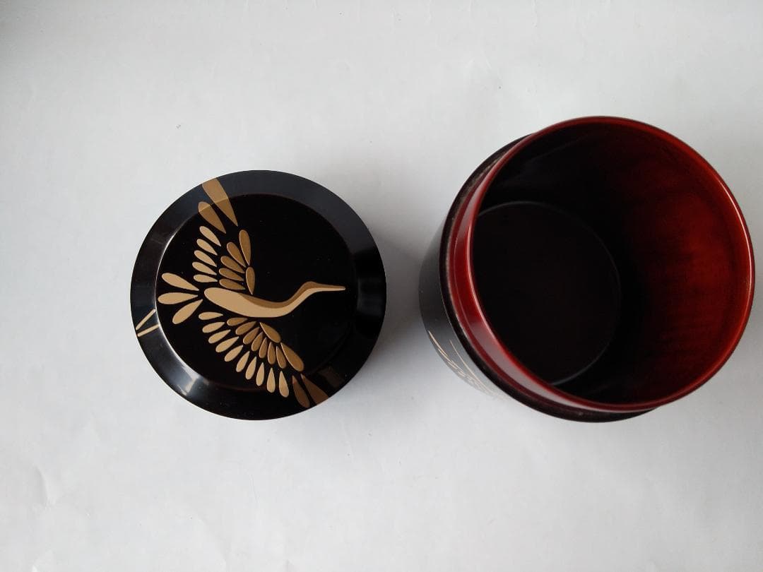 伝統工芸士 塗師 前端雅峯 作 切合口雪吹 鶴蒔絵 共箱 共布 栞 金蒔絵 新品
