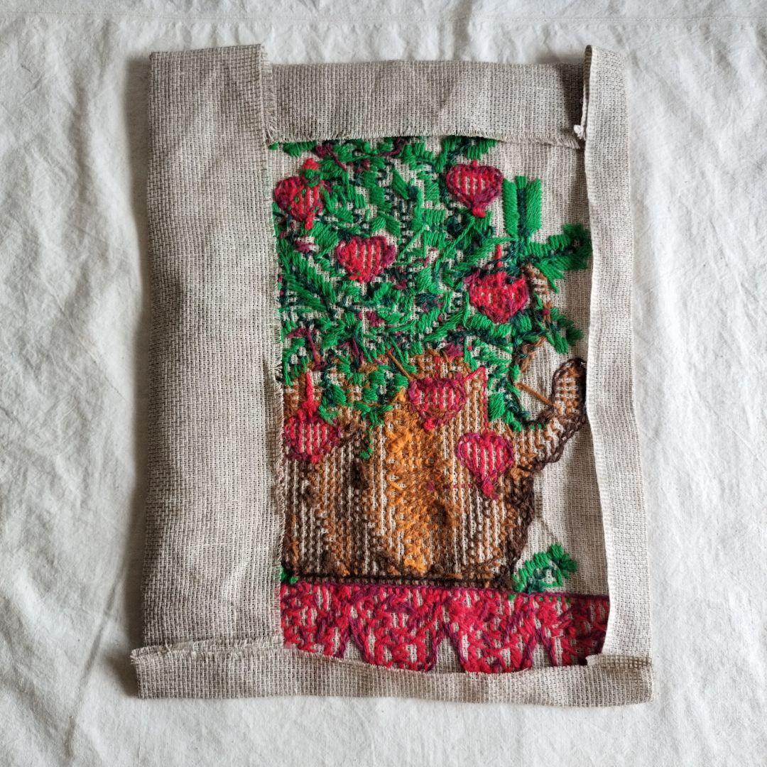 フランス　蚤の市　wool刺繍　ケトル♥