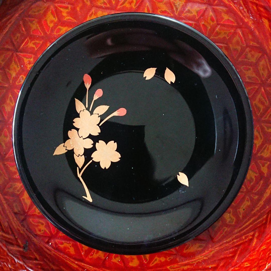 桜づくし 漆器 銘々皿 小皿 蒔絵 黒/輪島塗 越前漆器 茶道具 骨董 椀 印判