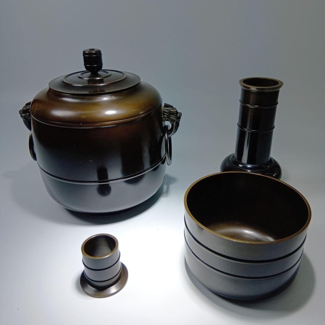 茶道具　唐銅皆具一式　金谷浄雲　共箱