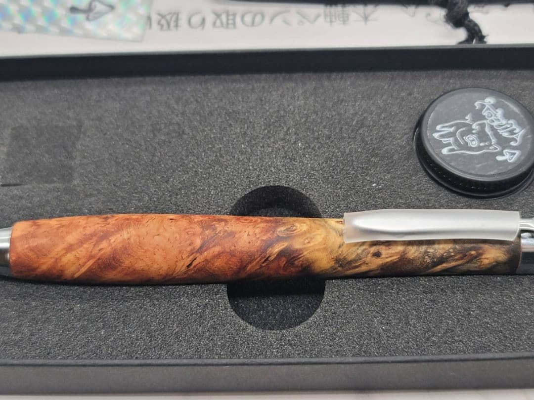 新品　こぶた工房　極上花梨瘤　紅白　シャープペンシル0.5