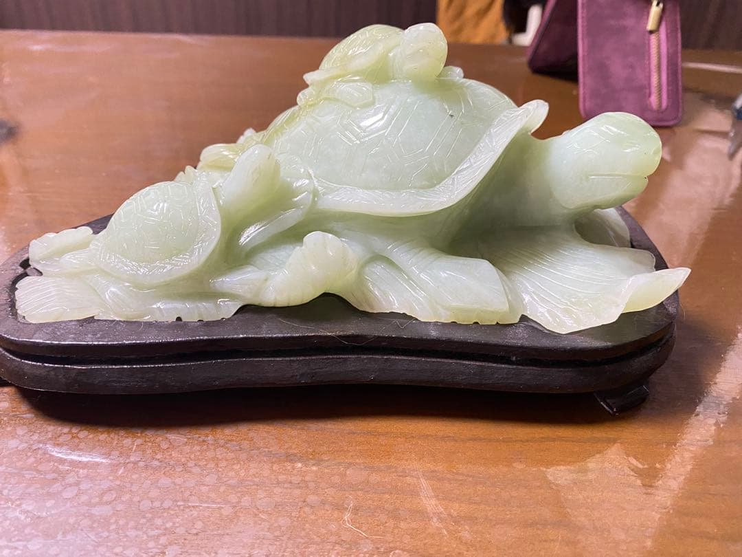 天然石風 亀の置物 彫刻 インテリア 縁起物 長寿 開運 オブジェ 翡翠