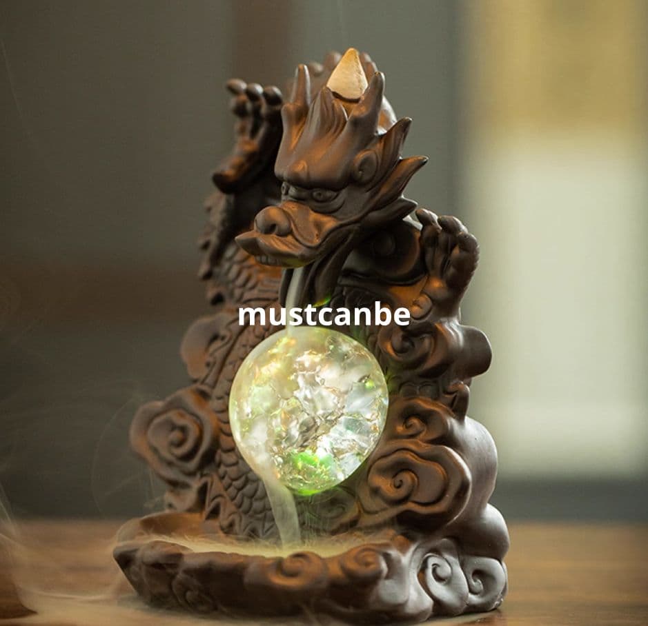 紫砂竜形倒香炉 室内 茶台 香薫炉 香道具 装飾品 工芸品 置物 未使用品