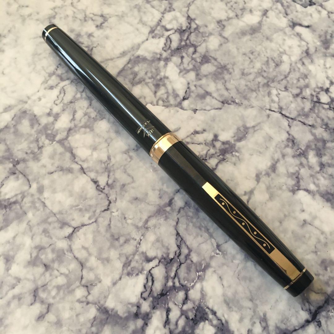 #0218 オーバーホール済み 万年筆 PLATINUMプラチナ ロング 18k